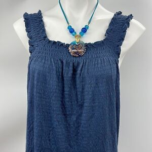 Lauren Conrad denim flare textured top medium